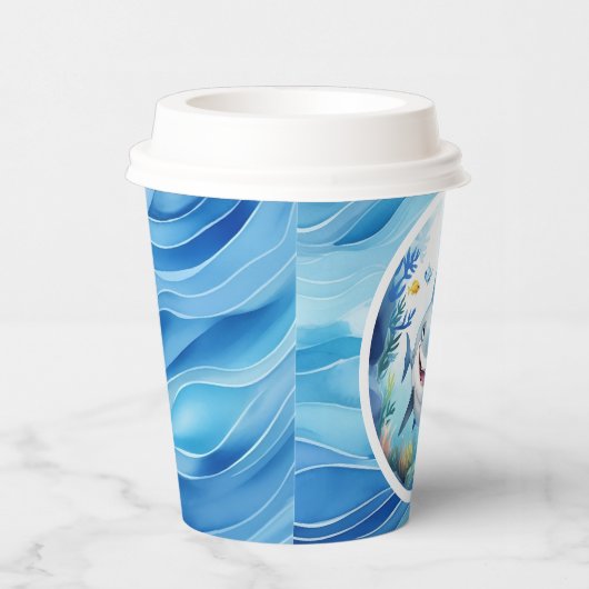 かわいいベビーシャーク魚ザシー誕生日ボーイ 紙コップ (右)