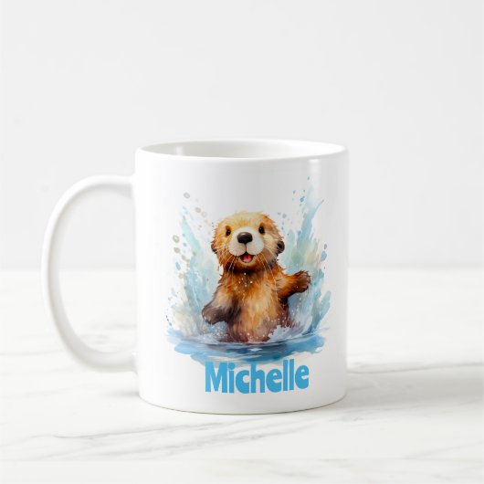 かわいいベビーシーオッターインウォーターパーソナライズされたスプラッシュ コーヒーマグカップ (左)
