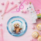 かわいいベビーシーオッターインウォーターパーソナライズされたスプラッシュ ペーパープレート (パーティー)