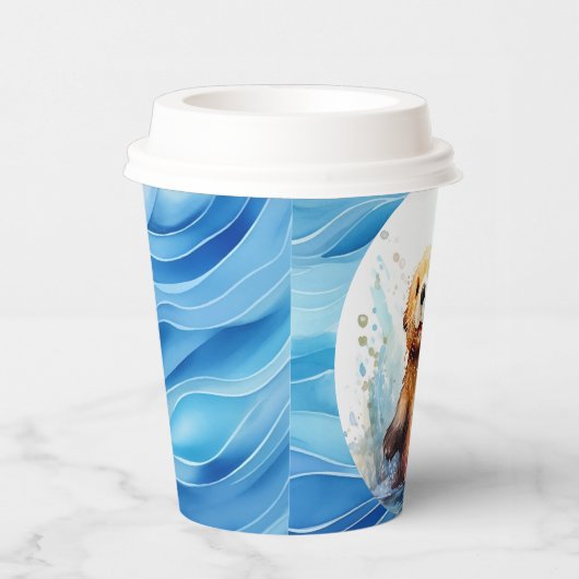 かわいいベビーシーオッターインウォーターパーソナライズされたスプラッシュ 紙コップ (右)