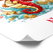 かわいいベビーシーホース名前をカスタムするポスター ポスター (角)