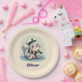 かわいいベビーシール（セーラーハットとスカーフ） ペーパープレート (パーティー)