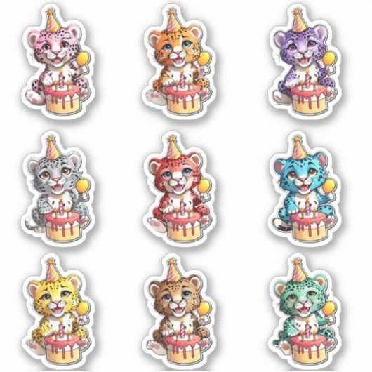 かわいいベビージャガー誕生日シール シール (正面)