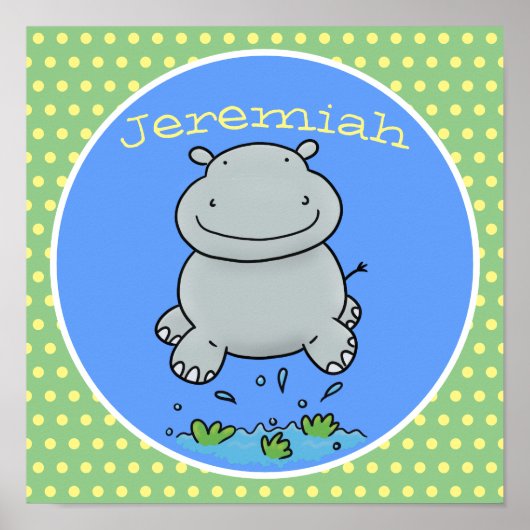 かわいいベビージャンプ海馬カートゥーンイラストレーション ポスター (正面)