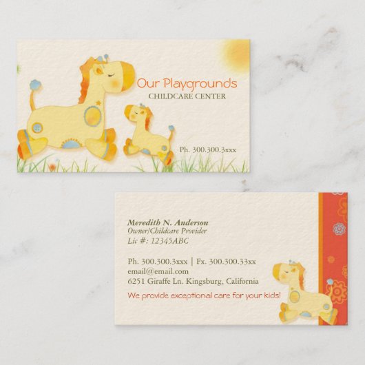 かわいいベビージラフェスチャイルドケアデイサービスセンター 名刺 (正面/裏面)