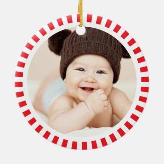 かわいいベビージンジャーブレッド女の子フォト初めてのクリスマス セラミックオーナメント (裏面)