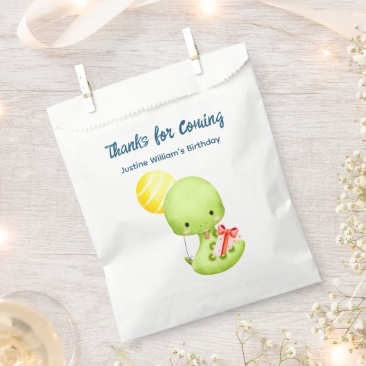 かわいいベビースネークサンキューパーティー フェイバーバッグ (クリップ留めされた状態)