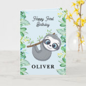 かわいいベビースロッスハッピーファースト誕生日グリーティングカード カード (黄色い花)