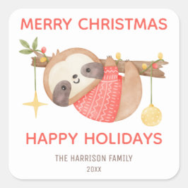 かわいいベビースロッスハッピーホリデーズクリスマス スクエアシール