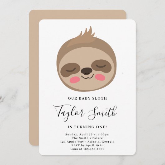 かわいいベビースロッスバースデーパーティーの招待 招待状 (正面/裏面)