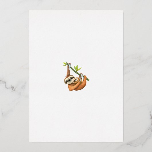 かわいいベビースロートトロピカルベビーシャワー実在 箔招待状 (裏面)