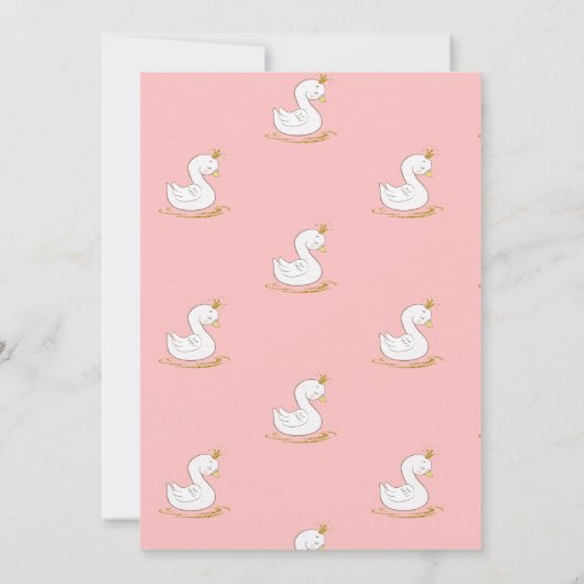 かわいいベビースワンクラウンスターベビーシャワー 招待状 (裏面)