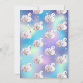 かわいいベビースワンフラワーブルーホログラフィック誕生日 招待状 (裏面)