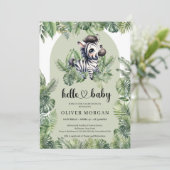 かわいいベビーゼブラウォーターカラー熱帯緑 招待状 (スタンド正面)