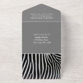 かわいいベビーゼブラサファリジャングルブラックウォーター色 オールインワン招待状 (外側)