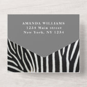 かわいいベビーゼブラサファリジャングルブラックウォーター色 オールインワン招待状 (裏面)