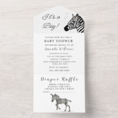 かわいいベビーゼブラサファリジンルブラックウォーター オールインワン招待状 (内側)