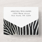 かわいいベビーゼブラサファリジンルブラックウォーター オールインワン招待状 (裏面)