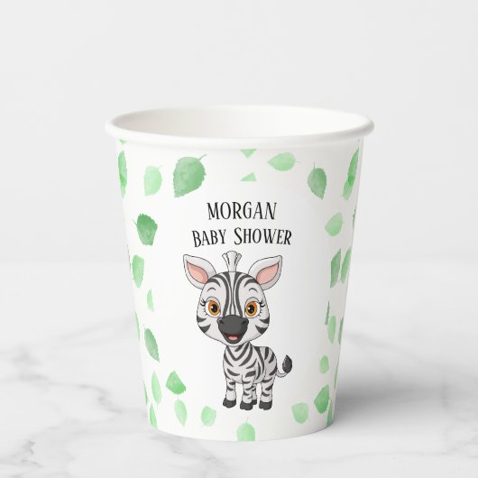 かわいいベビーゼブラトラベルジャングルサファリ離れツリー 紙コップ (裏面)