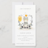 かわいいベビーゼブラリーフ任意の年齢誕生日招待状 サンキューカード (正面)