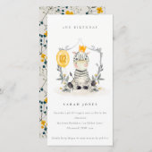 かわいいベビーゼブラリーフ任意の年齢誕生日招待状 サンキューカード (正面/裏面)