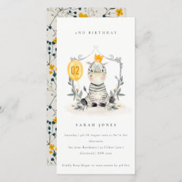 かわいいベビーゼブラリーフ任意の年齢誕生日招待状 サンキューカード