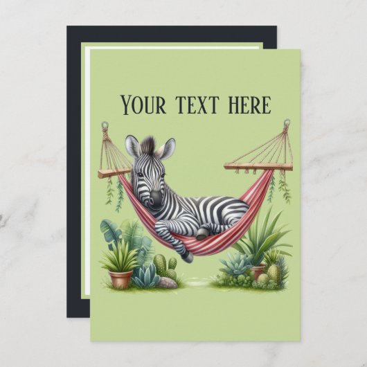 かわいいベビーゼブラ追加メッセージ ノートカード (正面/裏面)