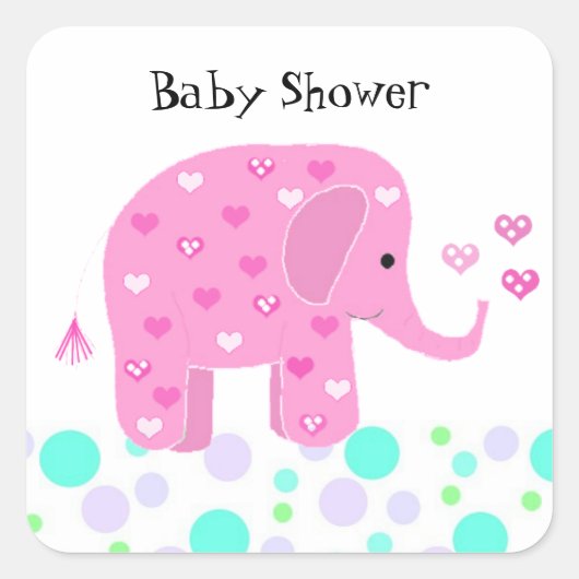 かわいいベビーゾウありがとう スクエアシール (正面)