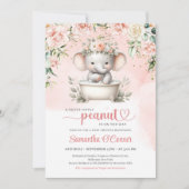 かわいいベビーゾウがシャワーを浴びる 招待状 (正面)