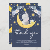 かわいいベビーゾウが月に サンキューカード (正面/裏面)