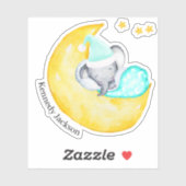 かわいいベビーゾウが月のビニールに眠る シール (シート)