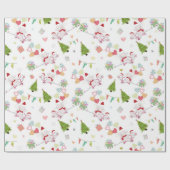 かわいいベビーゾウとバニー柄 ラッピングペーパー (フラット)