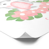 かわいいベビーゾウとピンクの花のポスター ポスター (角)