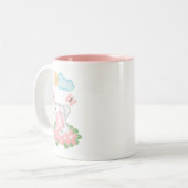 かわいいベビーゾウとピンクの花マグカップ ツートーンマグカップ (正面左)