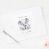 かわいいベビーゾウと花ベビーシャワー スクエアシール (封筒)