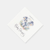 かわいいベビーゾウと花ベビーシャワー スタンダードカクテルナプキン (角)