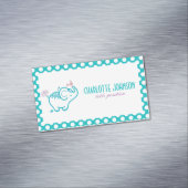 かわいいベビーゾウと花 マグネット名刺 (インサイチュ)