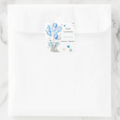 かわいいベビーゾウと風船ボーイベビーシャワー スクエアシール (バッグ)