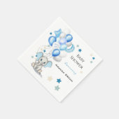 かわいいベビーゾウと風船ボーイベビーシャワー スタンダードカクテルナプキン (角)