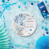 かわいいベビーゾウと風船ボーイベビーシャワー ペーパープレート (パーティー)