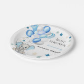 かわいいベビーゾウと風船ボーイベビーシャワー ペーパープレート (アングル)