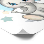 かわいいベビーゾウと風船ボーイベビーシャワー ポスター (角)