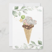 かわいいベビーゾウのアイスクリーム赤ちゃんシャワー 招待状 (裏面)