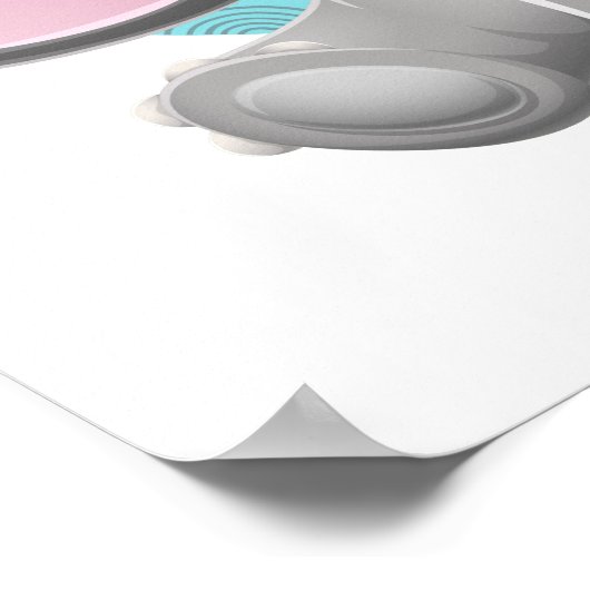 かわいいベビーゾウのアート子供の名前&メッセージ ポスター (角)