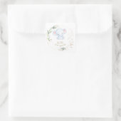 かわいいベビーゾウのジャングル緑の赤ちゃんシャワー スクエアシール (バッグ)