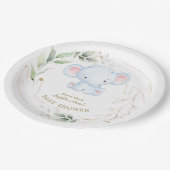 かわいいベビーゾウのジャングル緑の赤ちゃんシャワー ペーパープレート (アングル)