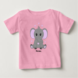 かわいいベビーゾウのピンクの女の子のために ベビーTシャツ