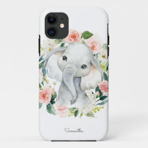 かわいいベビーゾウのフローラリース iPhone 11 ケース