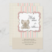 かわいいベビーゾウのベビーシャワー 招待状 (正面/裏面)