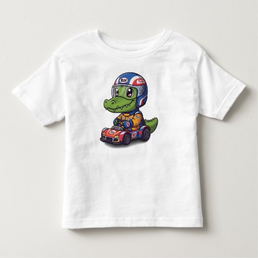 かわいいベビーゾウのレースカードライバー トドラーTシャツ (正面)
